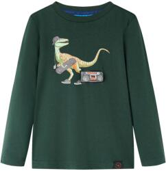 vidaXL Tricou pentru copii cu maneci lungi verde închis 116 GartenMobel Dekor (12841)