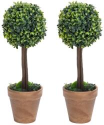 vidaXL Plante artificiale cimisir cu ghiveci, 2 buc. verde 33 cm minge GartenMobel Dekor (336515)