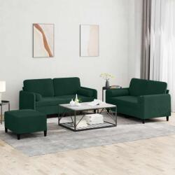 vidaXL Set canapea cu perne, 3 piese, verde închis, catifea GartenMobel Dekor (3202006) Canapea