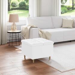 vidaXL Ottomana de depozitare Alb 60 x 60 x 45 cm Piele artificiala GartenMobel Dekor (876832)