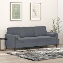 vidaXL Canapea cu 3 locuri cu pernute, gri închis, 180 cm, catifea GartenMobel Dekor (3200892) Canapea