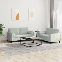 vidaXL Set canapea cu perne, 2 piese, gri deschis, catifea GartenMobel Dekor (3201994) Canapea
