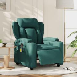 vidaXL Fotoliu electric de masaj rabatabil, verde închis, textil GartenMobel Dekor (3204476)