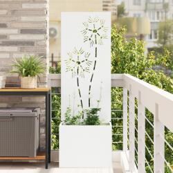 vidaXL Ghiveci de Gradina cu Panou Decorativ Alb 50 x 140 cm GartenMobel Dekor (876435)