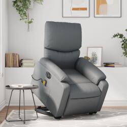 vidaXL Fotoliu masaj rabatabil electric cu ridicare, gri, piele eco GartenMobel Dekor (3204910)