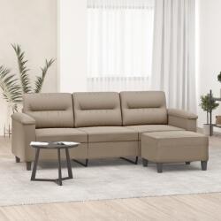 vidaXL Canapea cu 3 locuri si taburet, gri taupe, 180 cm, microfibra GartenMobel Dekor (3201231) Canapea
