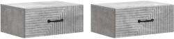 vidaXL Set 2 noptiere suspendate gri beton, 49 x 34, 5 x 20 cm, cu sertar (898622)
