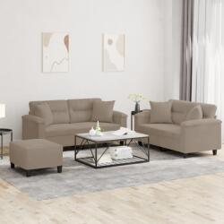 vidaXL Set de canapele cu perne, 3 piese, gri taupe, microfibra GartenMobel Dekor (3202332) Canapea