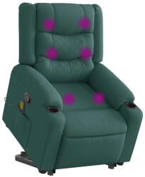 vidaXL Fotoliu rabatabil de masaj, cu ridicare, verde închis, textil GartenMobel Dekor (3310271)