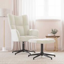 vidaXL Scaun de relaxare cu taburet, alb crem, catifea GartenMobel Dekor (328115)
