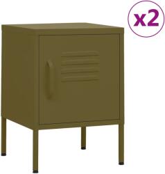 vidaXL Noptiere, 2 buc. , verde masliniu, 35x35x51 cm, otel GartenMobel Dekor (3095205)