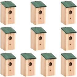 vidaXL Casute de pasari, 10 buc. , 12x12x22 cm, lemn masiv de brad GartenMobel Dekor (314815)