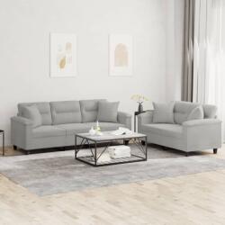vidaXL Set de canapele cu perne, 2 piese, gri deschis, microfibra GartenMobel Dekor (3202351) Canapea