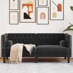 vidaXL Canapea Chesterfield Argyle Negru 174 x 74.5 x 70.5 cm Catifea GartenMobel Dekor (42013021) Canapea