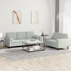 vidaXL Set canapea cu perne, 2 piese, gri deschis, catifea GartenMobel Dekor (3202034) Canapea