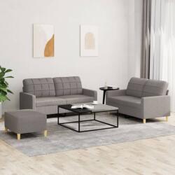 vidaXL Set de canapea cu perne, 3 piese, gri taupe, material textil GartenMobel Dekor (3201289) Canapea