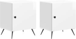 vidaXL Set 2 noptiere albe lucioase cu usa, 43 x 34, 5 x 50 cm, stil modern (895494)