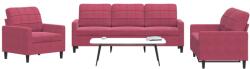 vidaXL Set canapea cu perne, 3 piese, rosu vin, catifea GartenMobel Dekor (3278355) Canapea