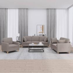 vidaXL Set de canapele cu perne, 3 piese, gri taupe, textil GartenMobel Dekor (3202077) Canapea