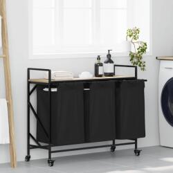 vidaXL Cos de rufe 3 compartimente cu roti stejar sonoma GartenMobel Dekor (859091)