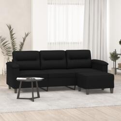 vidaXL Canapea cu 3 locuri si taburet, negru, 180 cm, microfibra GartenMobel Dekor (3201234) Canapea