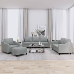 vidaXL Set de canapele cu perne, 4 piese, gri deschis, textil GartenMobel Dekor (3201778) Canapea