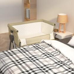 vidaXL Pat pentru copii cu saltea, gri taupe, panza textil GartenMobel Dekor (10291)