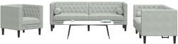 vidaXL Set canapele Chesterfield cu perne rulou, 3 piese, gri, catifea GartenMobel Dekor (3209281) Canapea