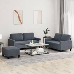 vidaXL Set de canapele cu perne, 3 piese, gri închis, catifea GartenMobel Dekor (3201507) Canapea