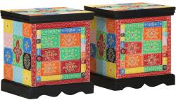 vidaXL Noptiera 2 buc multicolor 40x35x45 cm lemn masiv de mango GartenMobel Dekor (4017563)