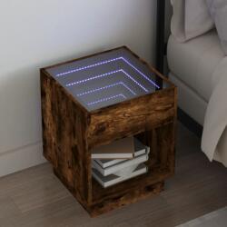 vidaXL Noptiera cu LED infinity, stejar maro, 40x40x50 cm GartenMobel Dekor (3284083)