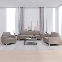 vidaXL Set de canapea cu perne, 3 piese, gri taupe, material textil GartenMobel Dekor (3202061) Canapea