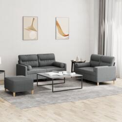 vidaXL Set de canapele cu perne, 3 piese, gri închis, textil GartenMobel Dekor (3201593) Canapea