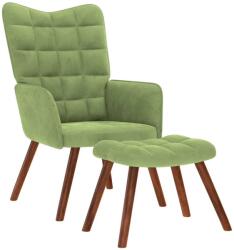 vidaXL Scaun de relaxare cu taburet, verde deschis, catifea GartenMobel Dekor (4016824)