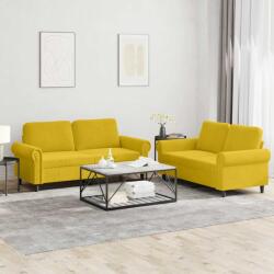 vidaXL Set de canapele cu perne, 2 piese, galben, catifea GartenMobel Dekor (3202216) Canapea