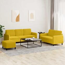 vidaXL Set de canapele, 3 piese, galben, catifea GartenMobel Dekor (3202030) Canapea