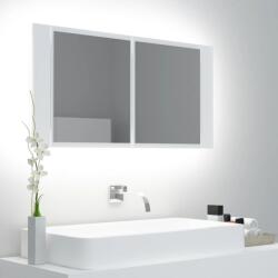 vidaXL Dulap de baie cu oglinda si LED, alb, 90x12x45 cm acril GartenMobel Dekor (804972)