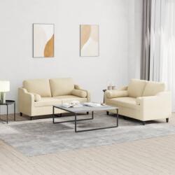 vidaXL Set de canapele cu perne, 2 piese, crem, material textil GartenMobel Dekor (3201820) Canapea
