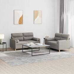 vidaXL Set de canapele cu perne, 2 piese, gri taupe, textil GartenMobel Dekor (3201591) Canapea