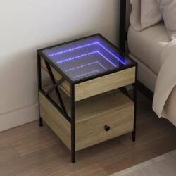 vidaXL Noptiera cu LED infinity, stejar sonoma, 40x40x51 cm GartenMobel Dekor (3284102)