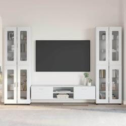 vidaXL Set comoda TV cu sertar FLORIN 3 pcs Alb lucios Lemn compozit GartenMobel Dekor (3397988)