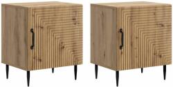vidaXL Set 2 noptiere stejar artizanal cu usa, 43 x 34, 5 x 50 cm (894814)