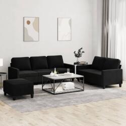 vidaXL Set de canapele cu perne, 3 piese, negru, catifea GartenMobel Dekor (3201531) Canapea