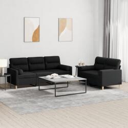 vidaXL Set de canapele cu perne, 2 piese, negru, material textil GartenMobel Dekor (3201620) Canapea