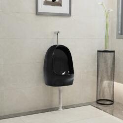 vidaXL Pisoar de perete cu supapa pentru spalare, negru, ceramica GartenMobel Dekor (143988)
