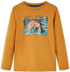 vidaXL Tricou pentru copii cu maneci lungi, ocru închis, 128 GartenMobel Dekor (12947)