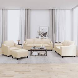 vidaXL Set de canapele cu perne, 4 piese, crem, microfibra GartenMobel Dekor (3201796) Canapea
