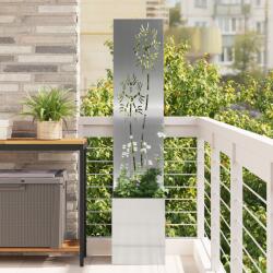 vidaXL Ghiveci de Gradina cu Panou Decorativ Argintiu 32 x 140 cm GartenMobel Dekor (876369)