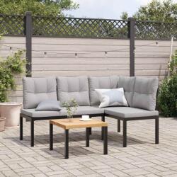 vidaXL Banci de gradina cu perne 2 buc negru otel vopsit electrostatic GartenMobel Dekor (4008566)