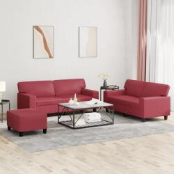 vidaXL Set de canapele, 2 piese, rosu vin, piele ecologica GartenMobel Dekor (3201922) Canapea